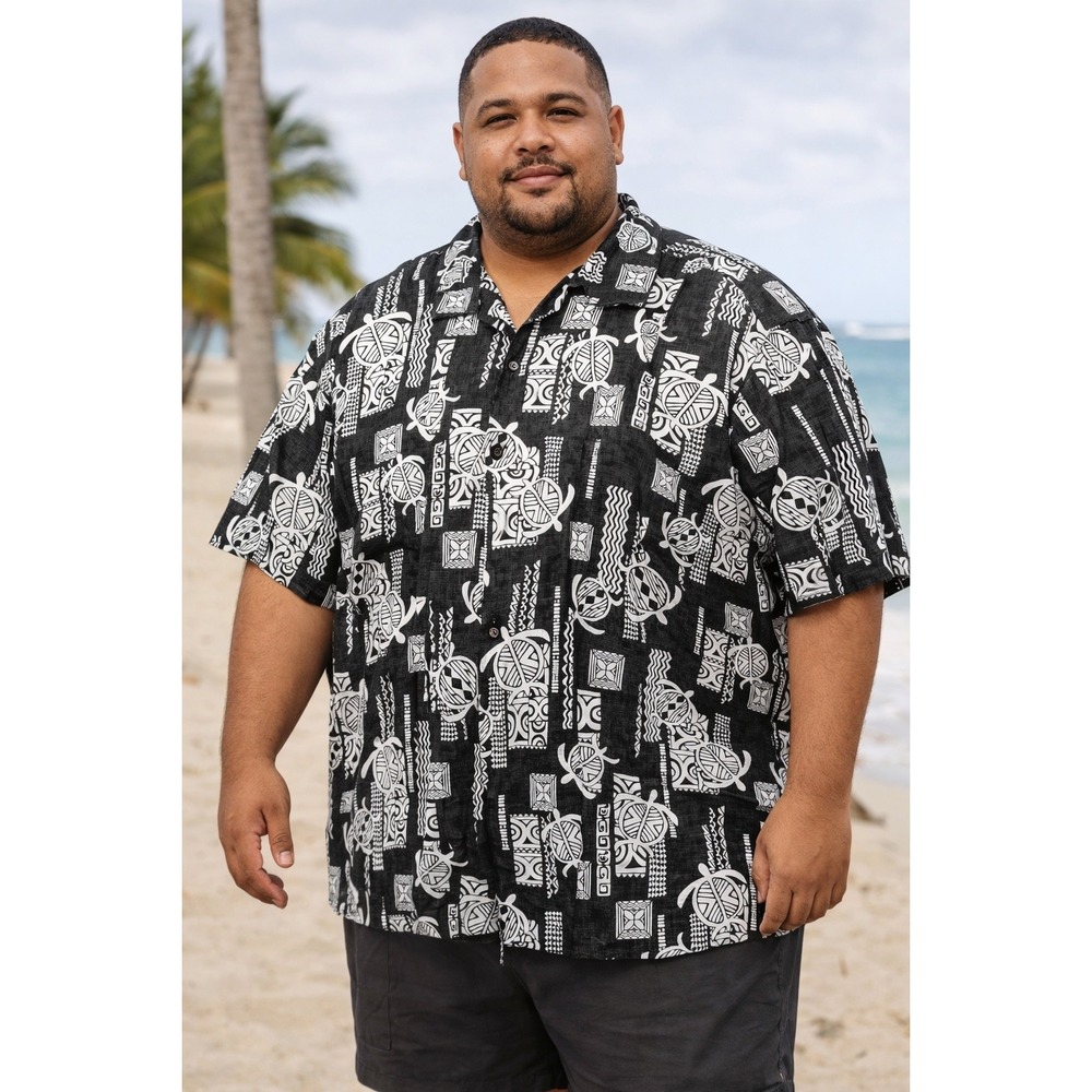 Pacific Legend Hawaiian Shirt‎ Tribal Turtle Honu Button Down Camp Mens 3XL